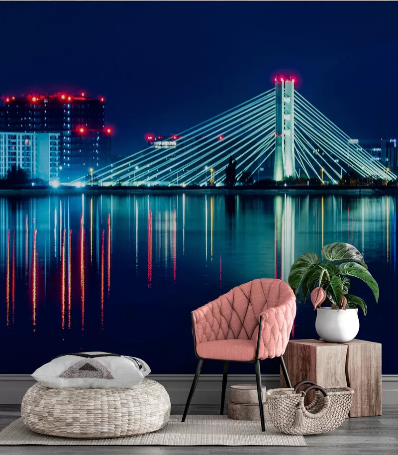Papier peint pont illuminé de nuit