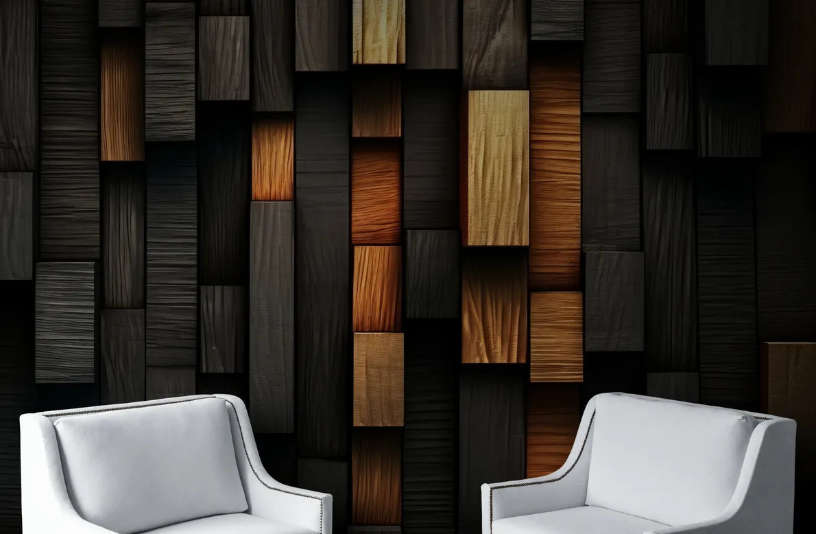 Papier peint 3D blocs de bois