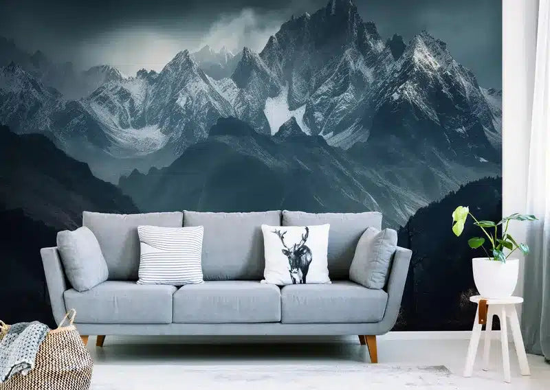 Papier peint montagnes grises