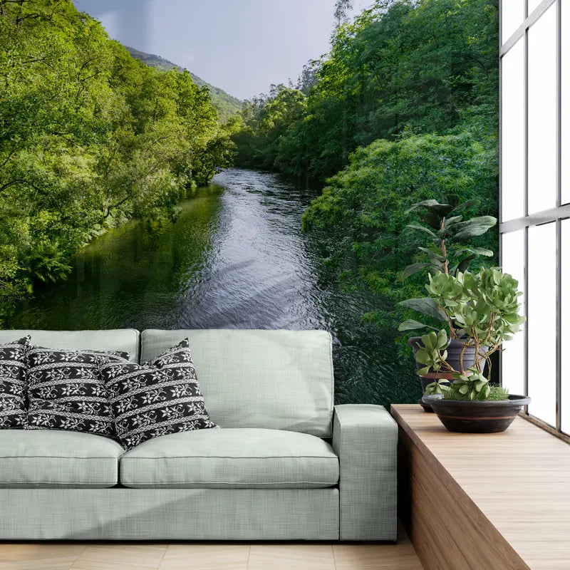 Papier peint panoramique forêt et rivière