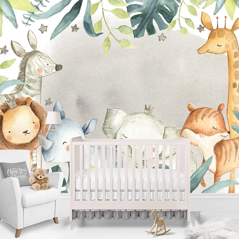 Papier peint enfant animaux du monde