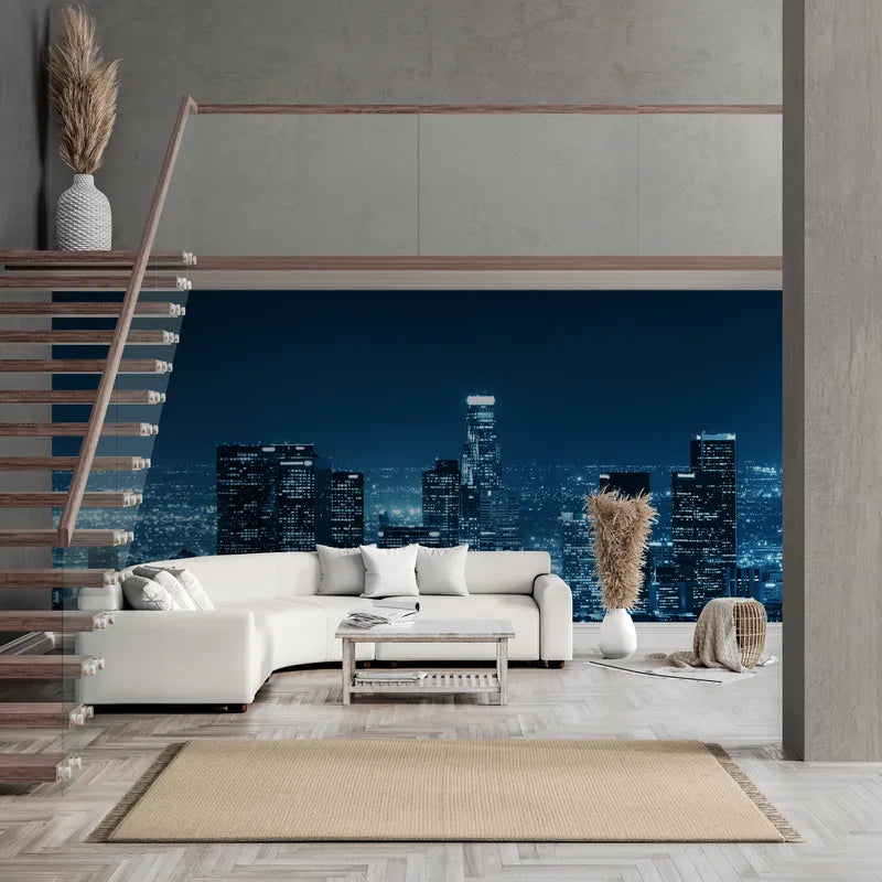 Papier peint panoramique buildings et nuit bleue