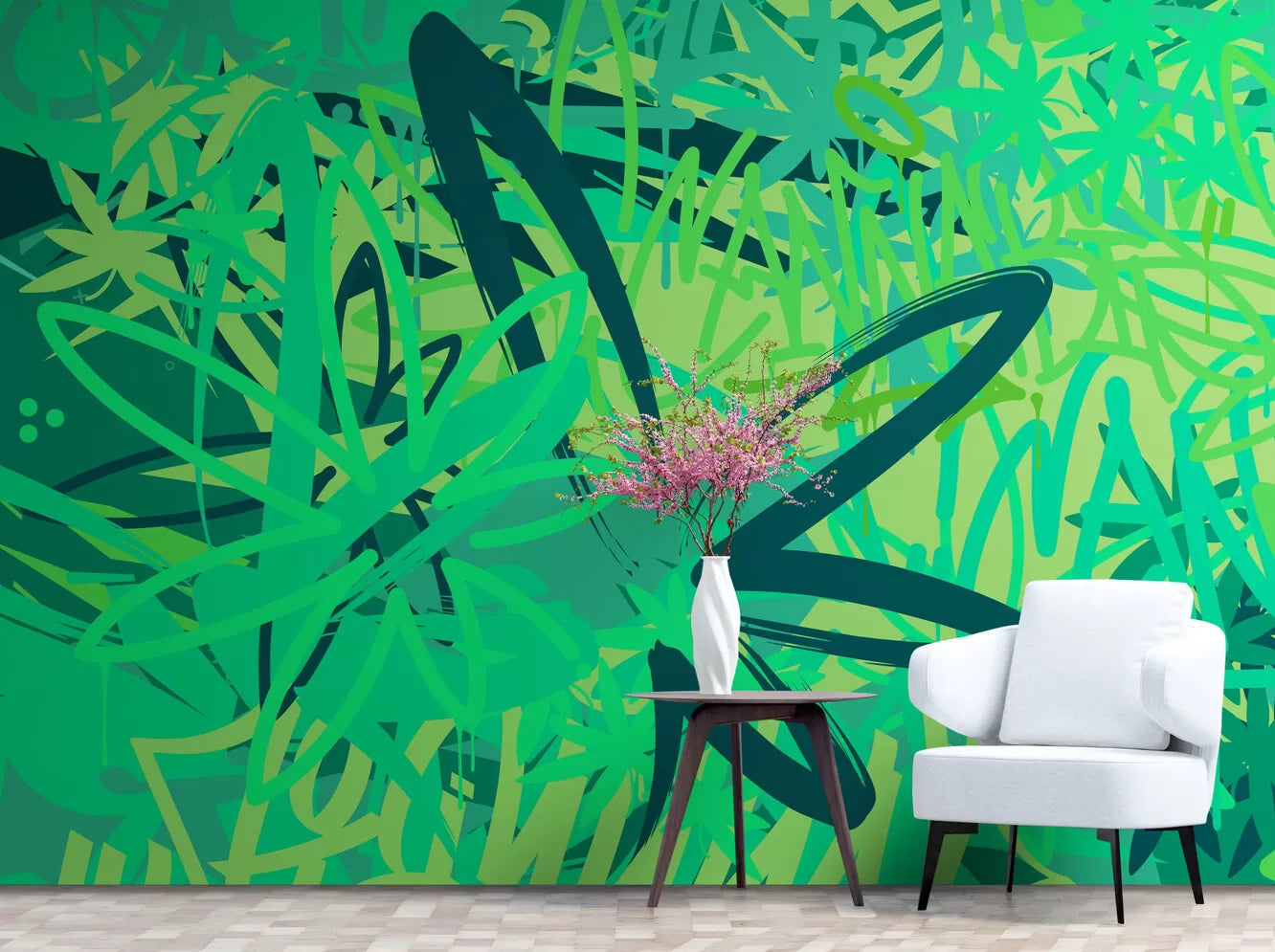 Papier peint graffiti vert
