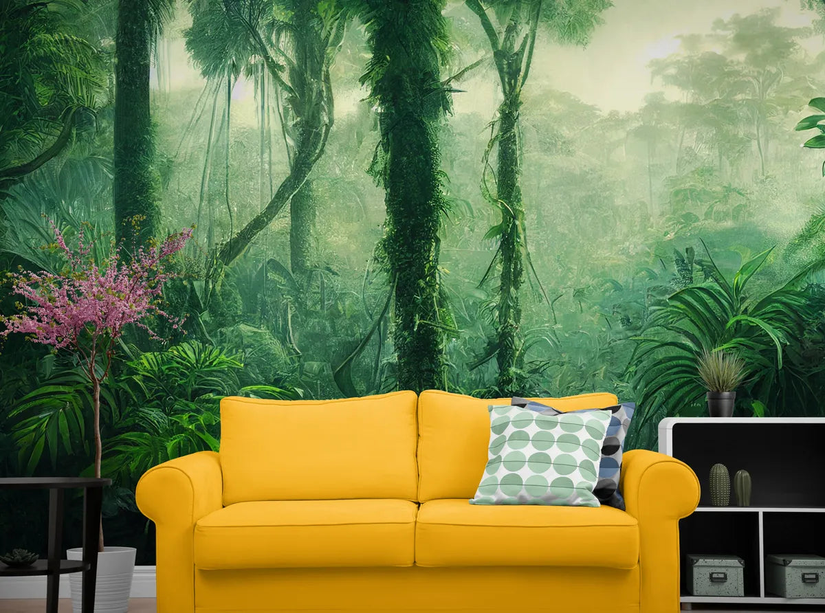 Papier peint panoramique forêt tropicale verdoyante