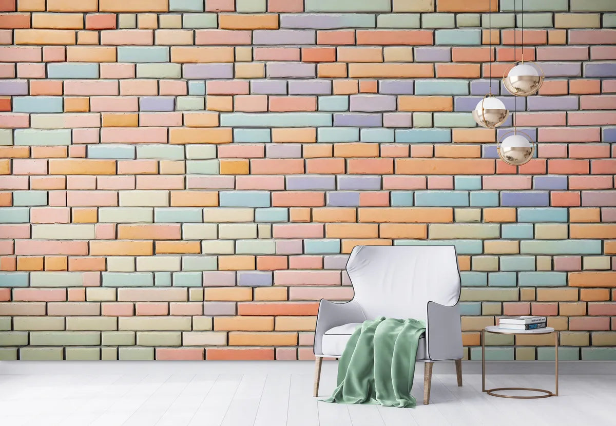 Papier peint briques pastel