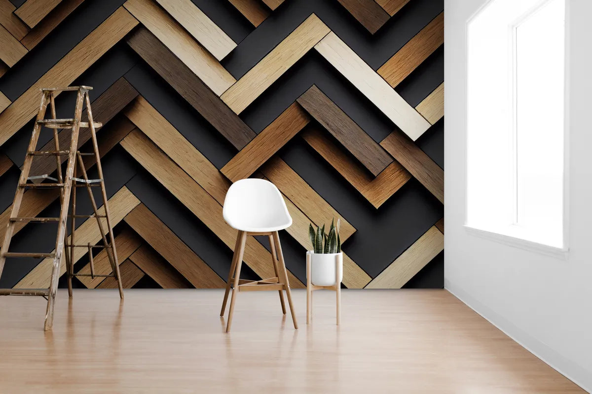 Papier peint chevron patiné
