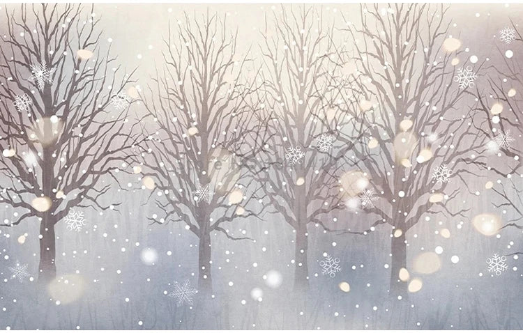 Papier peint paysage forêt enneigée