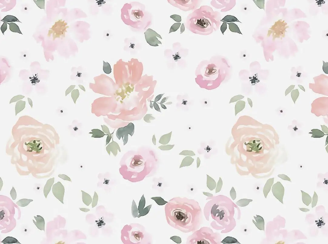 Papier peint fleurs tropicales roses