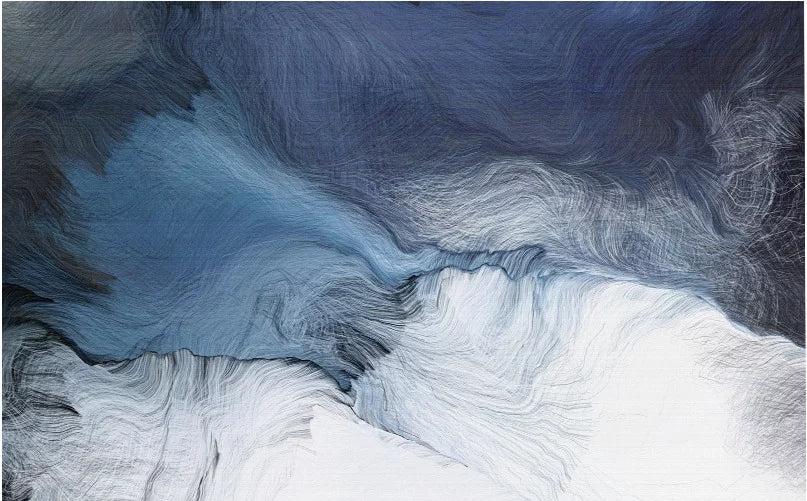 Papier peint art abstrait bleu et blanc