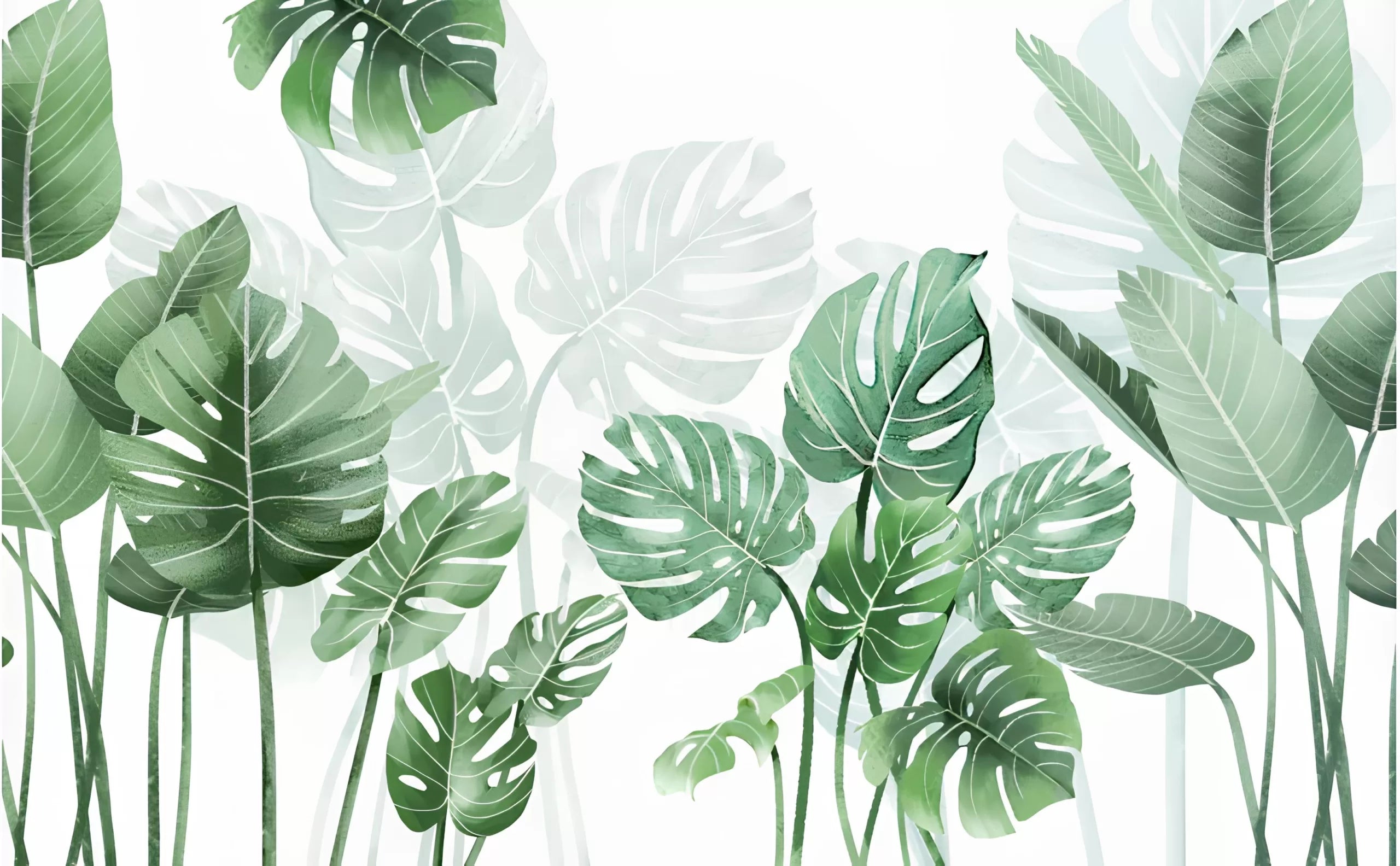 Papier peint feuilles de bananiers vert