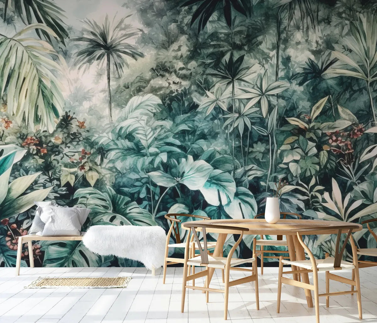 Papier peint aquarelle jungle tropicale