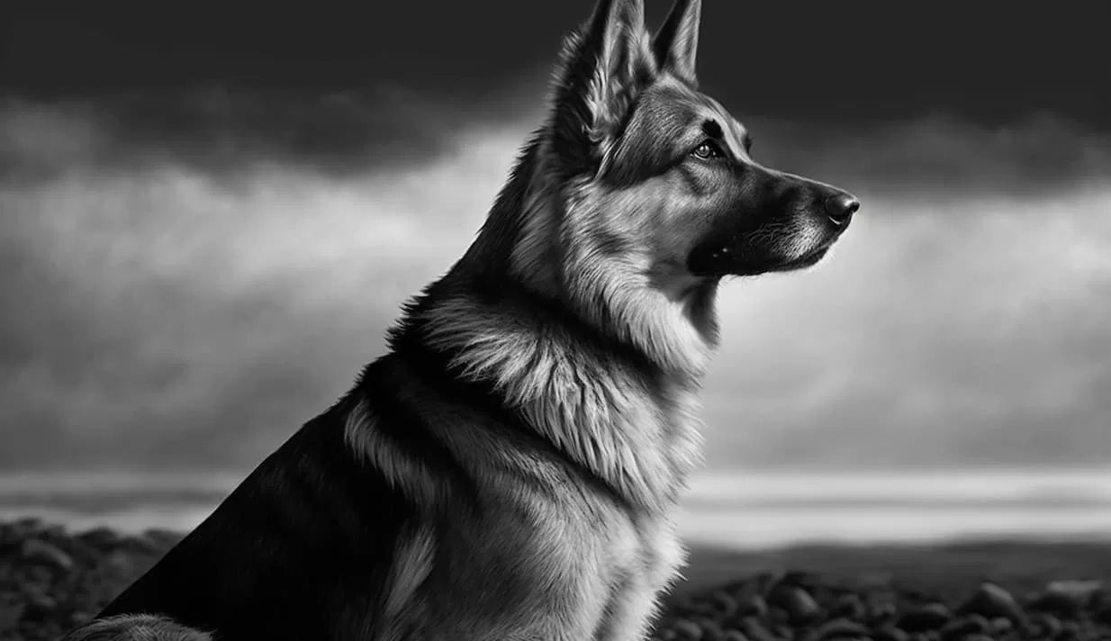 Papier peint chien noir et blanc