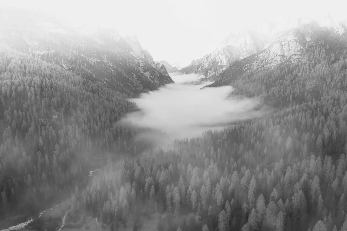 Papier peint paysage brumeux vue du ciel