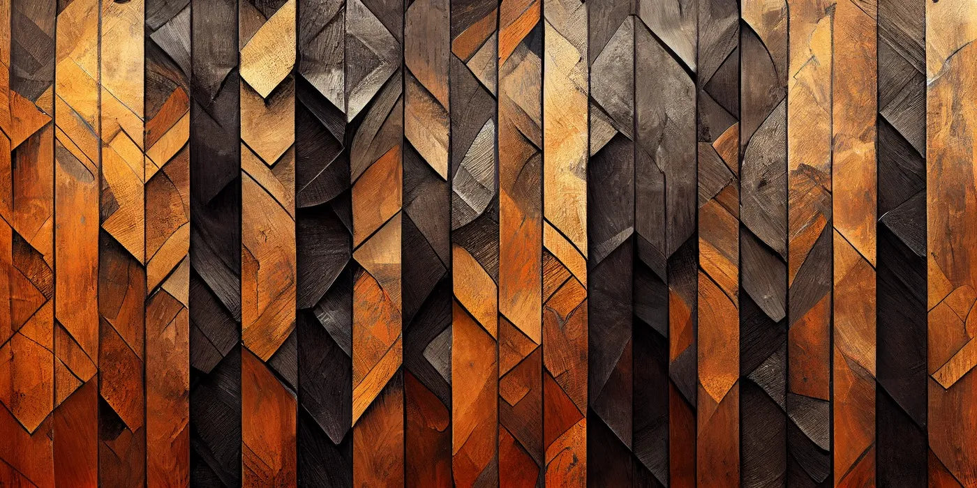 Papier peint géométrique bois marron