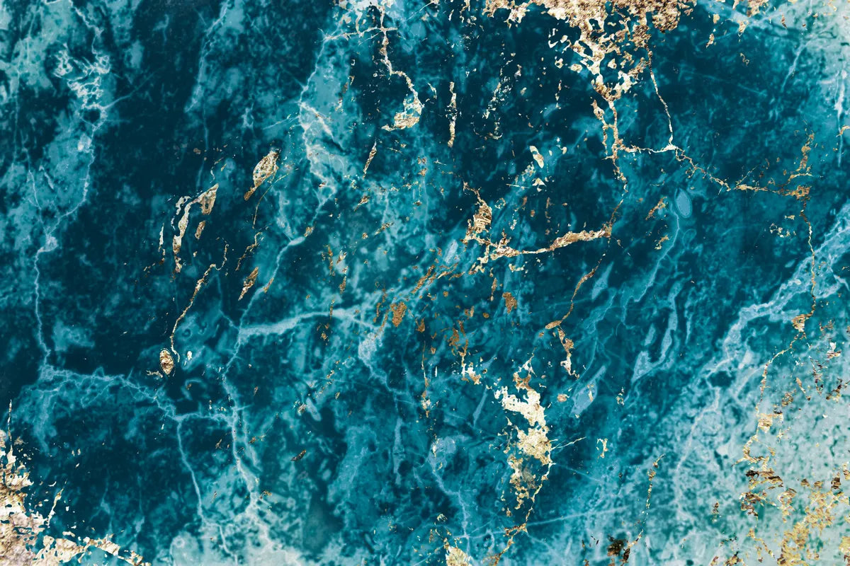 Papier peint marbre bleu et or