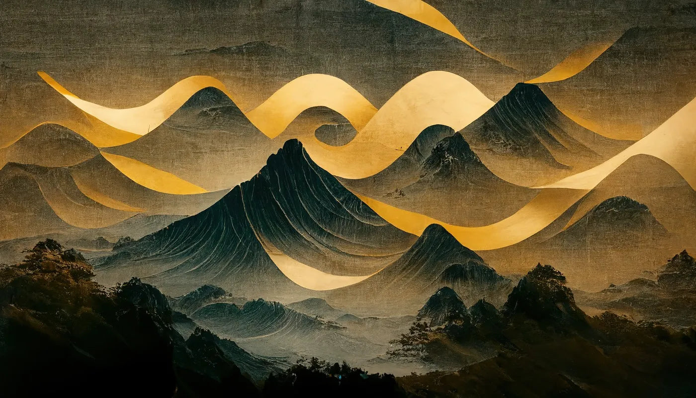 Papier peint abstrait japonais montagnes