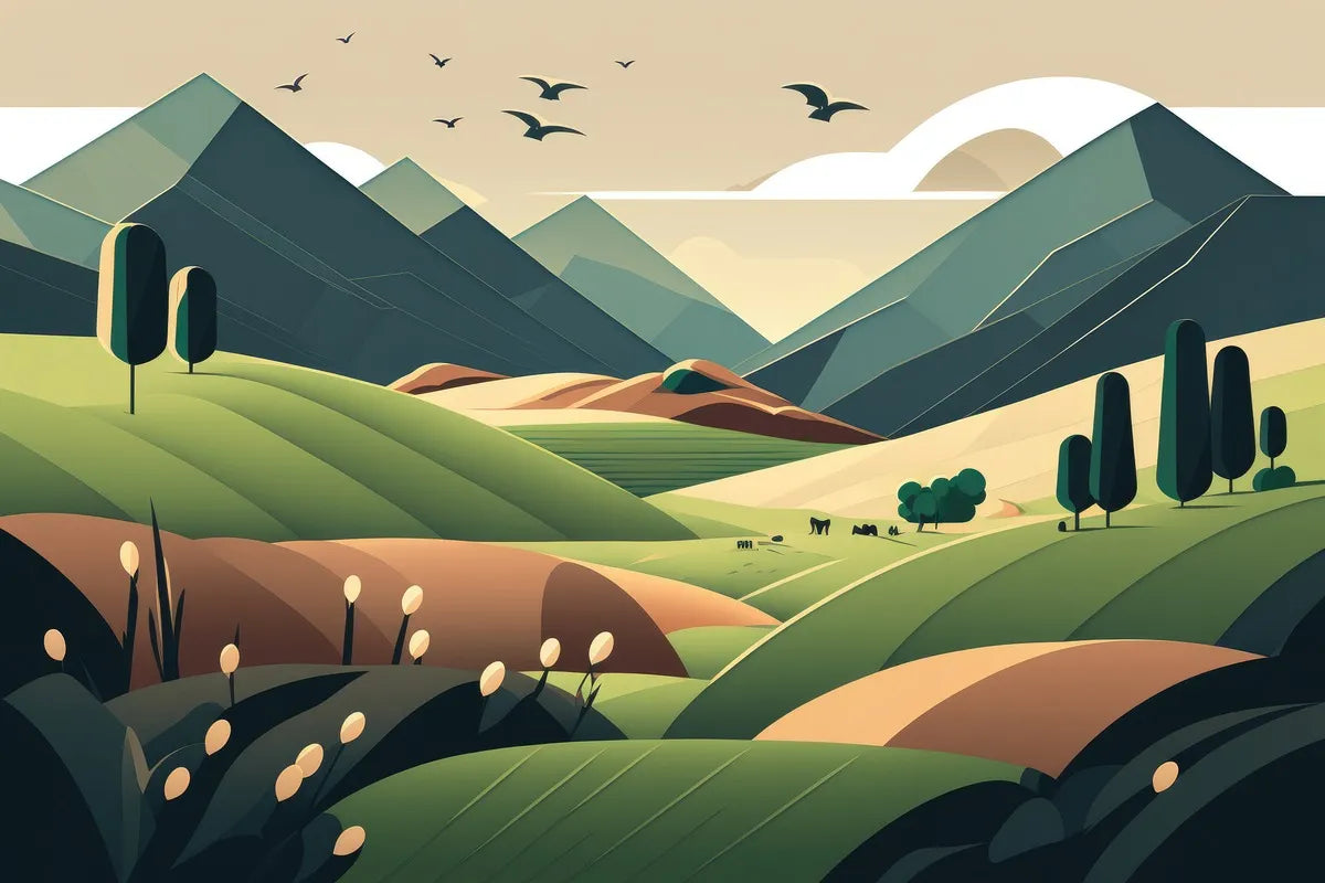 Papier peint cartoon paysage nature