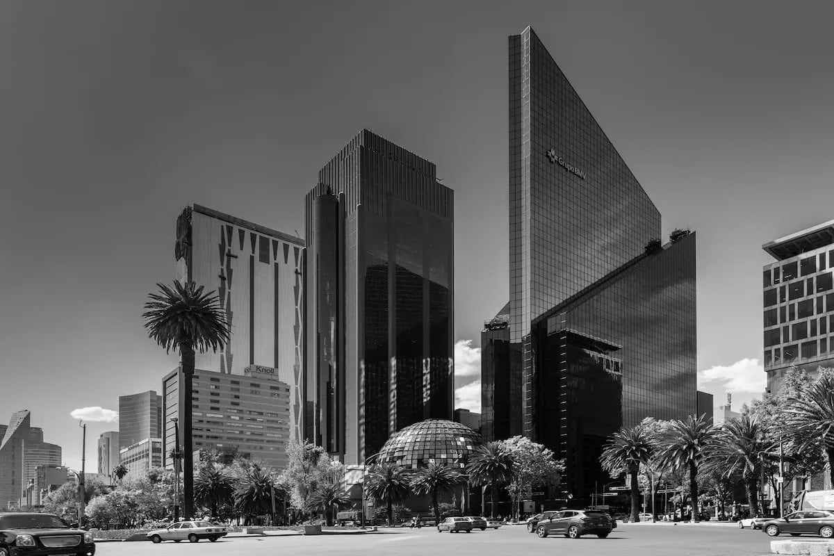 Papier peint abstrait buildings noir et blanc