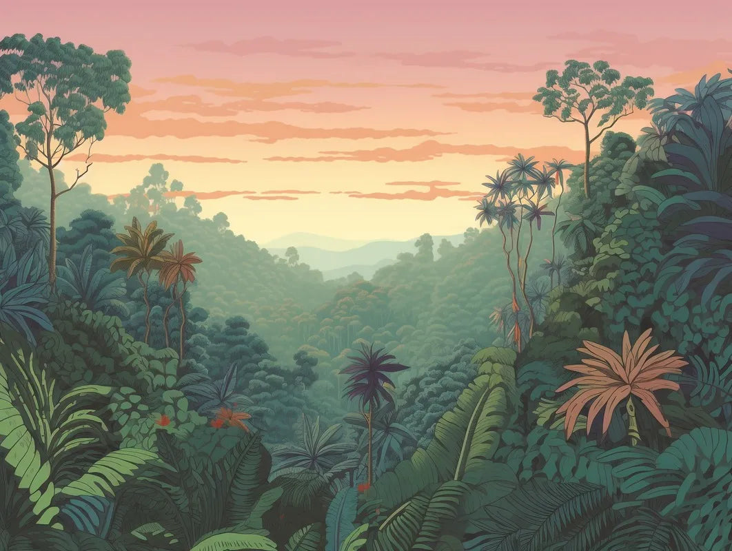 Papier peint pastel paysage tropical