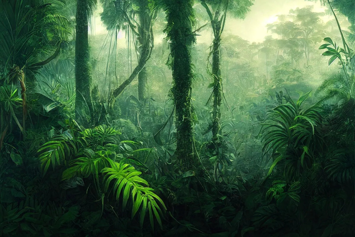 Papier peint panoramique forêt tropicale verdoyante