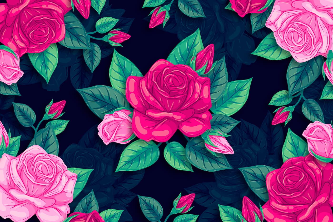 Papier peint fleurs roses design