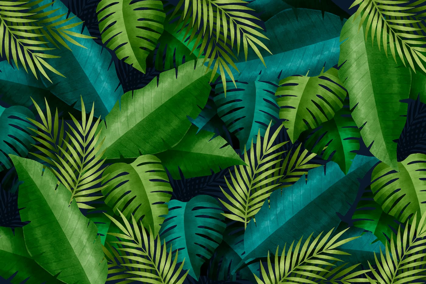 papier peint feuillage palmier jungle tropicale