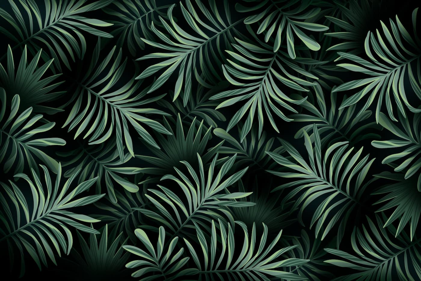 Papier peint feuilles tropicales vert foncé