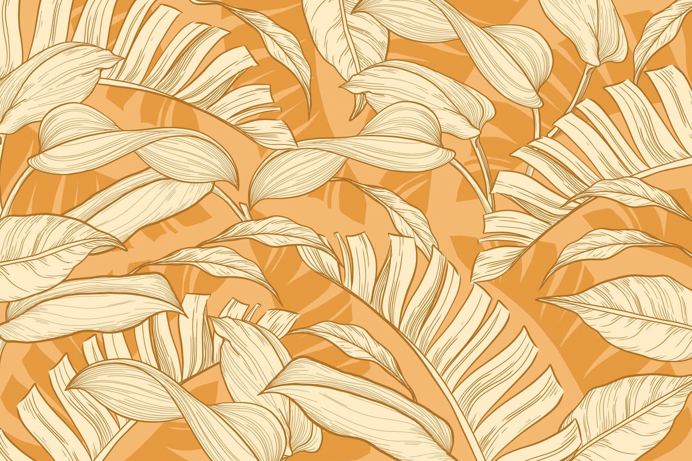 Papier peint feuilles de palmier jaune