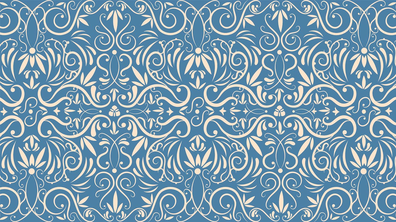 Papier‎‎ peint‎‎ baroque‎‎ motif‎‎ treillis‎‎ bleu‎‎ et‎‎ blanc
