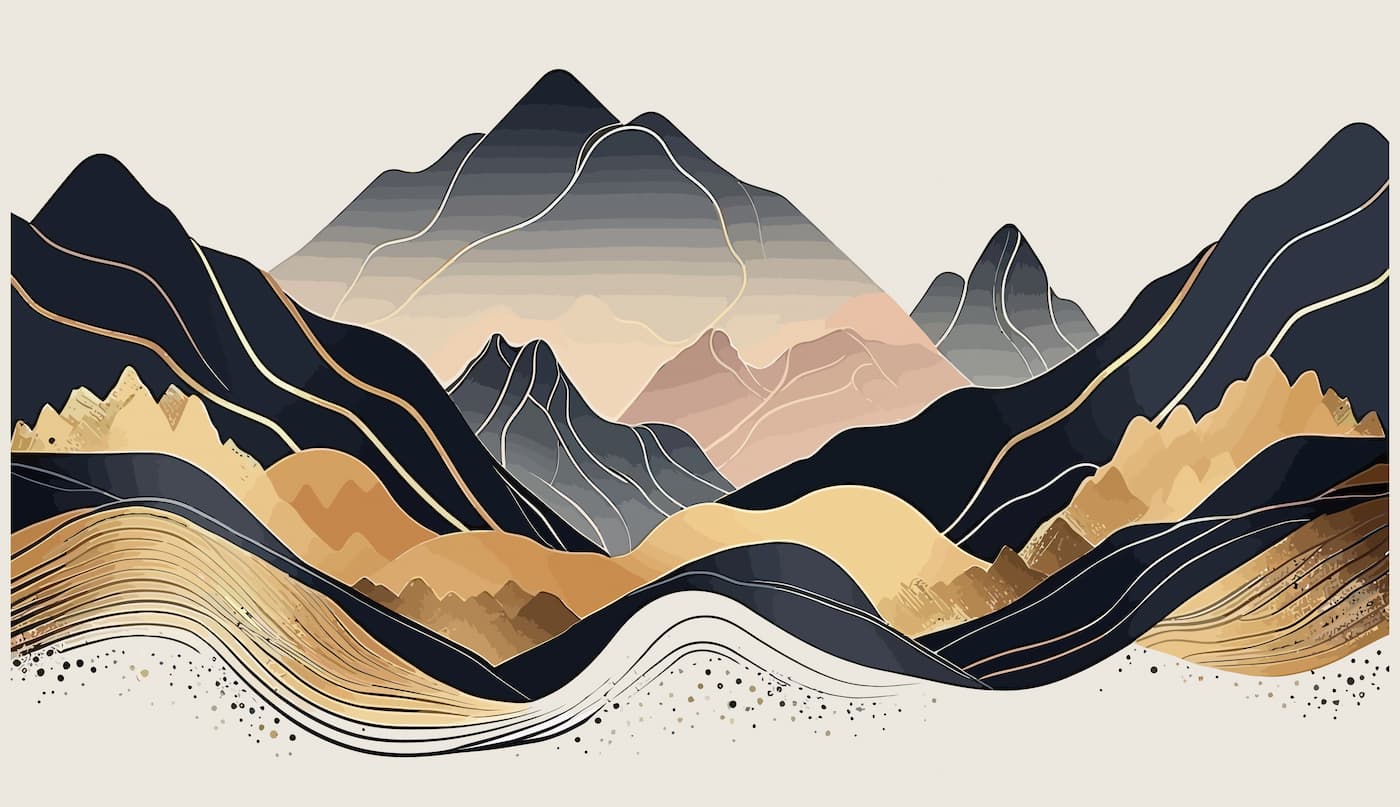 Papier peint japonais montagnes abstraites