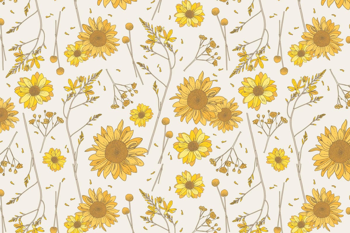 Papier‎ peint‎ marguerites‎ jaunes‎ vintage