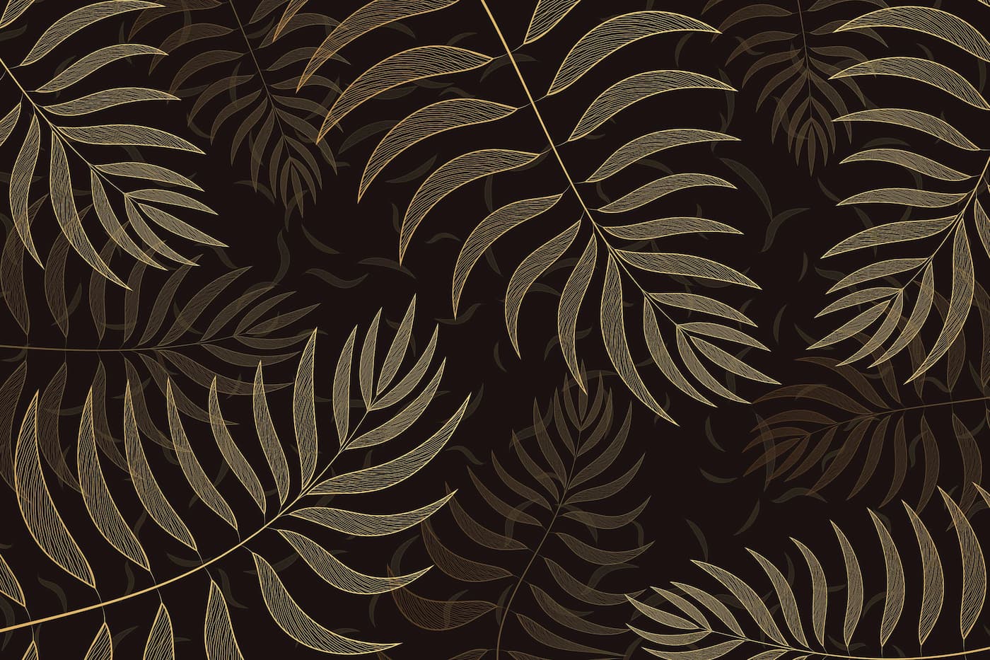 Papier peint feuilles tropicales noir et doré