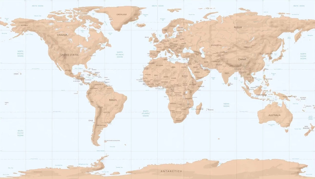 Papier‎ peint‎ panoramique‎ carte‎ du‎ monde‎ classique