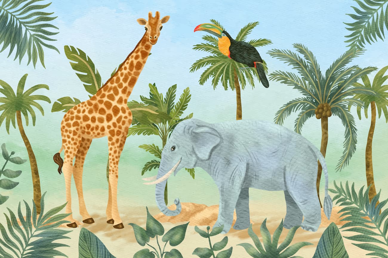 Papier‎ peint‎ animaux‎ de‎ la‎ jungle