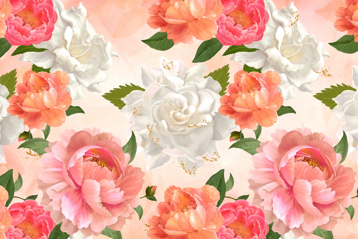 Papier peint floral roses géante