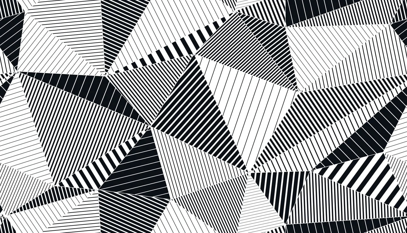 Papier peint triangles lignes noires et blanches