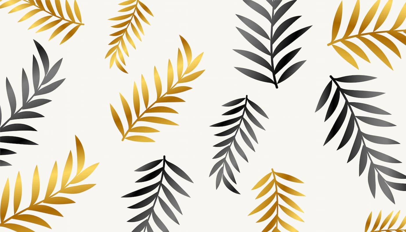 Papier peint feuilles tropicales doré et noir