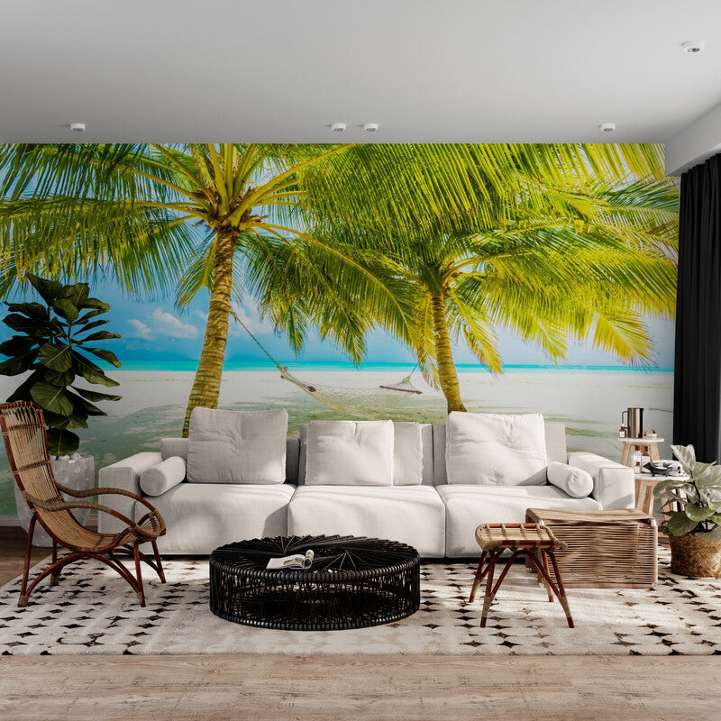 Papier peint panoramique plage et cocotiers
