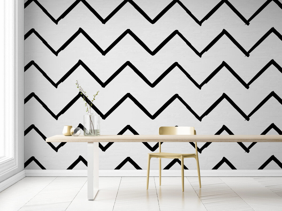 Papier peint motif géométrique noir et blanc