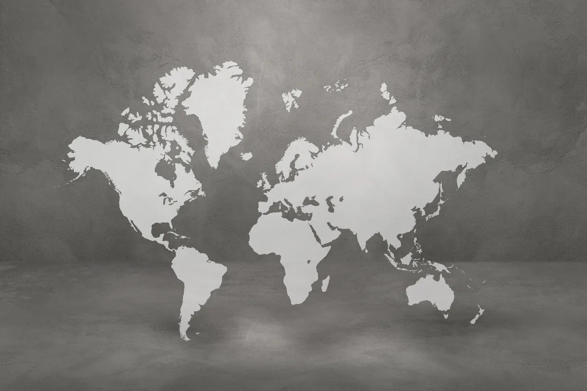 Papier‎ peint‎ panoramique‎ carte‎ du‎ monde‎ effet‎ ciment