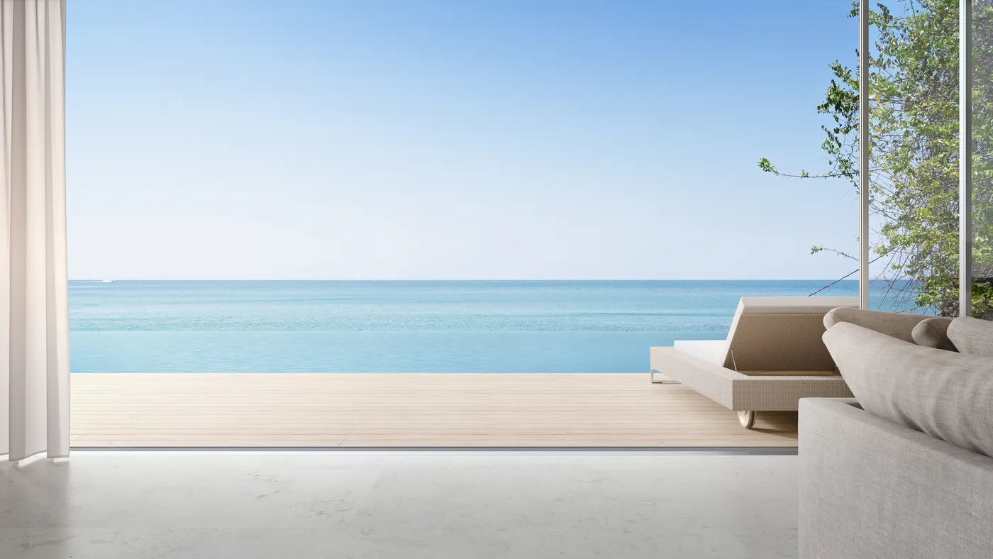 Papier peint panoramique terrasse bord de plage