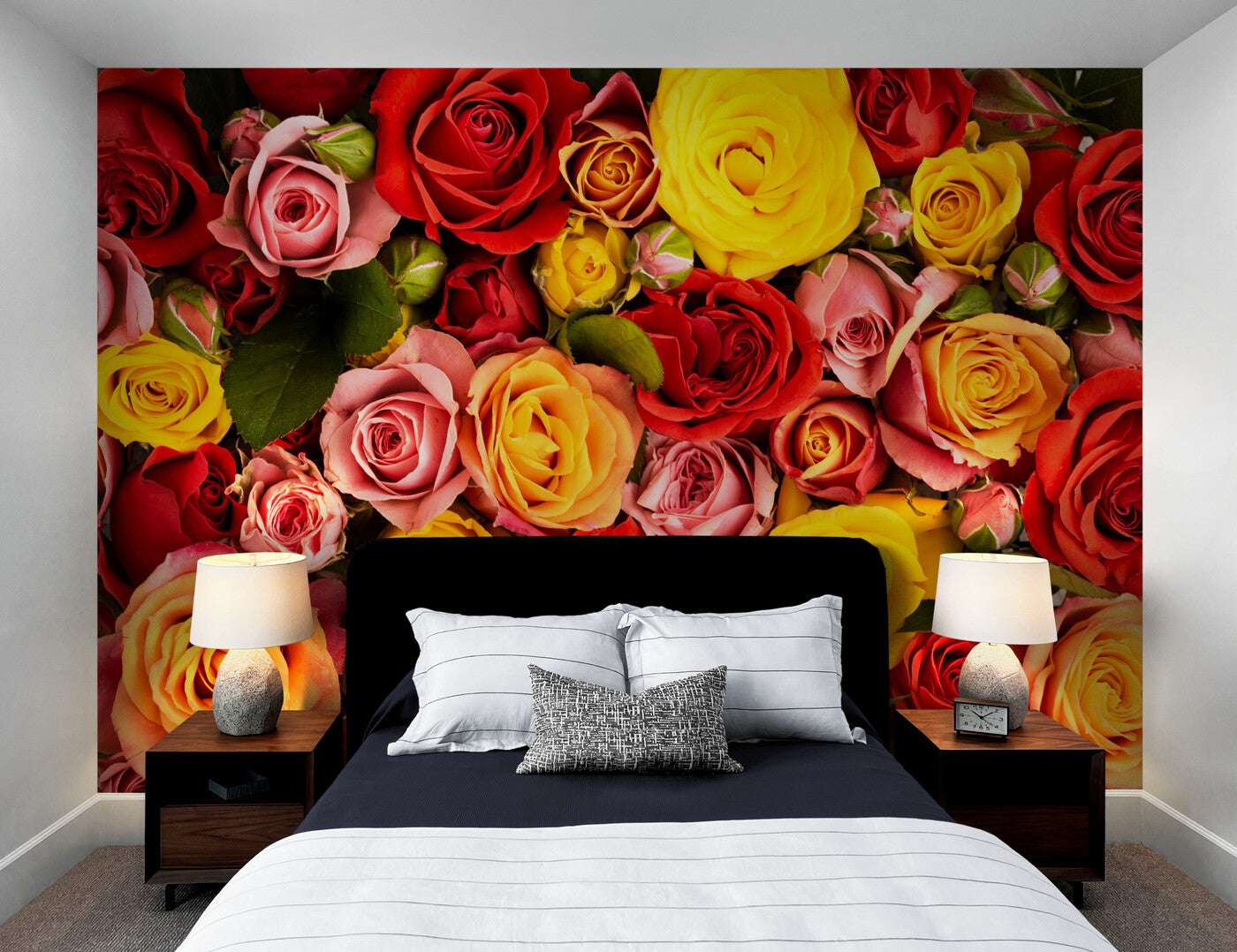 Papier peint floral bouquet de roses
