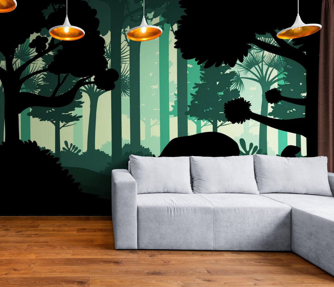 Papier peint panoramique forêt et cerf