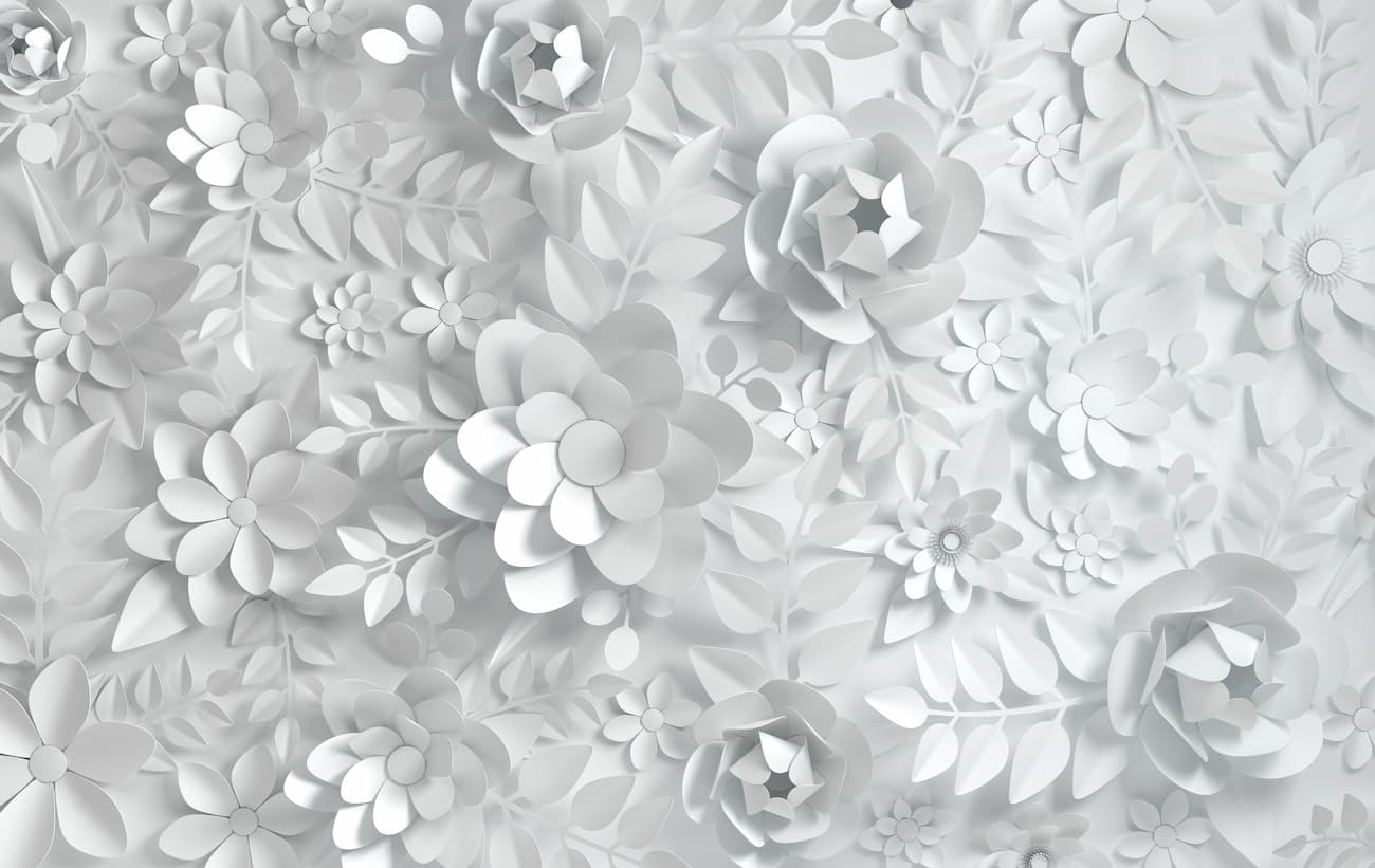 Papier peint 3D floral blanc