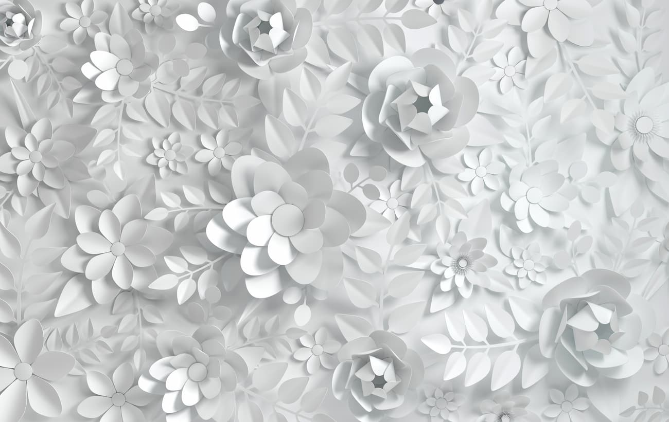 Papier‎ peint‎ 3D‎ floral‎ blanc