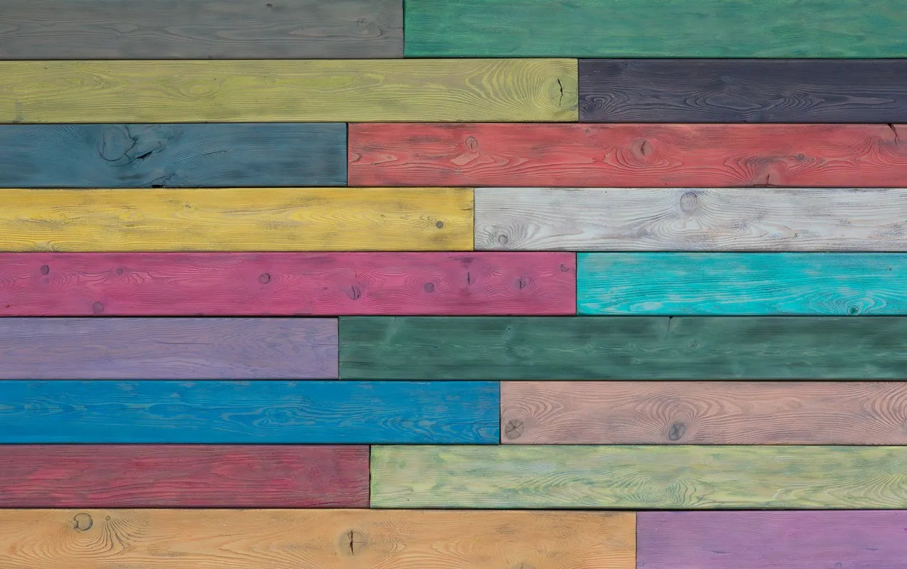 Papier peint planches de bois colorées vintage