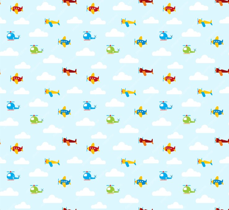 Papier‎ peint‎ enfant‎ avions‎ et‎ nuages