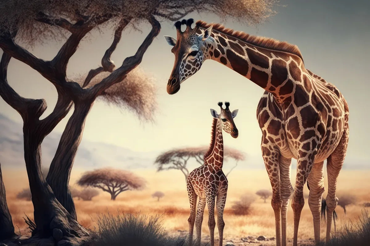 Papier peint panoramique girafe