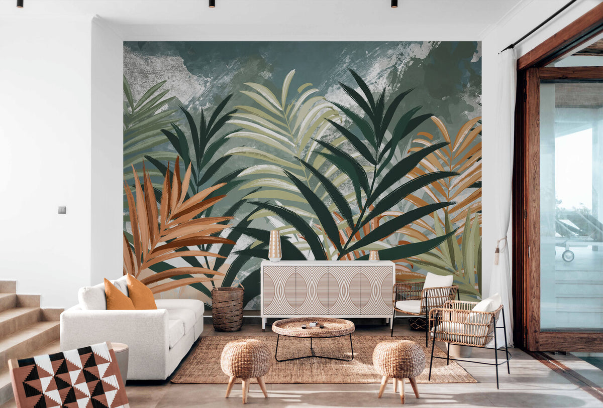 Papier peint feuillage tropical rétro – Le monde du papier peint