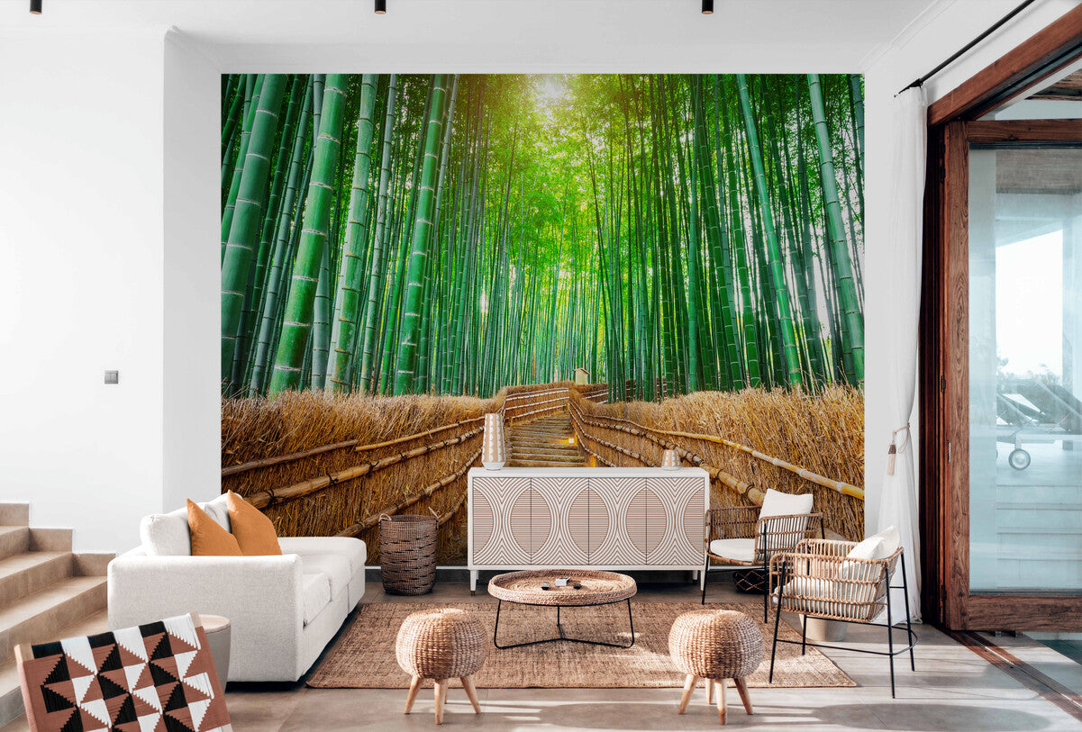 Papier peint paysage panoramique forêt de bambous